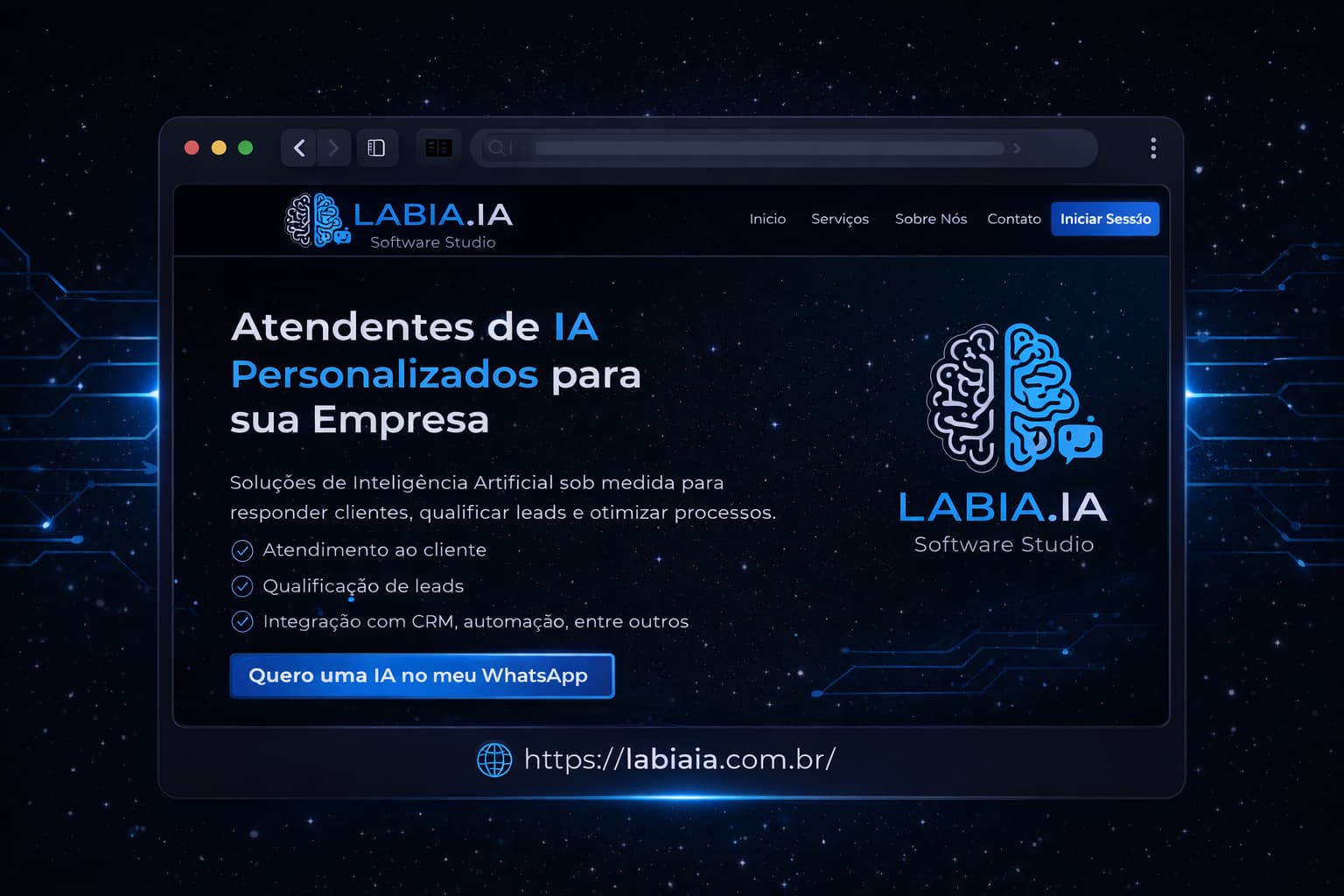 Exemplo de landing page LABIA